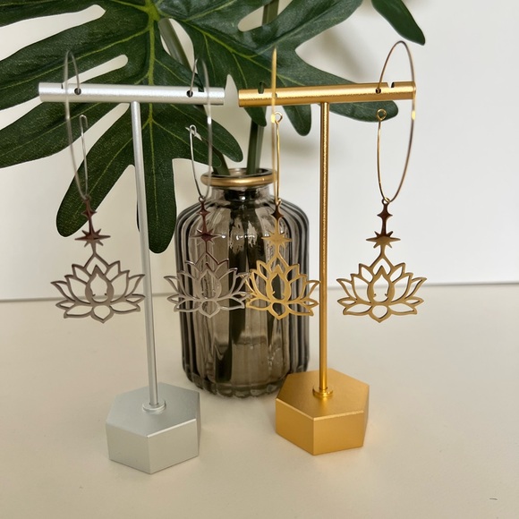 Lotus Buddha Pendant Hoop Earrings - Spiritual Jewelry - Protection Hoops - Picture 2 of 9